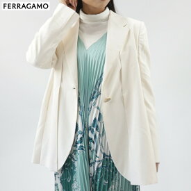 【新品】 フェラガモ FERRAGAMO 13G209 736446 CREAM ジャケット シングルブレスト クリーム シルク レディース