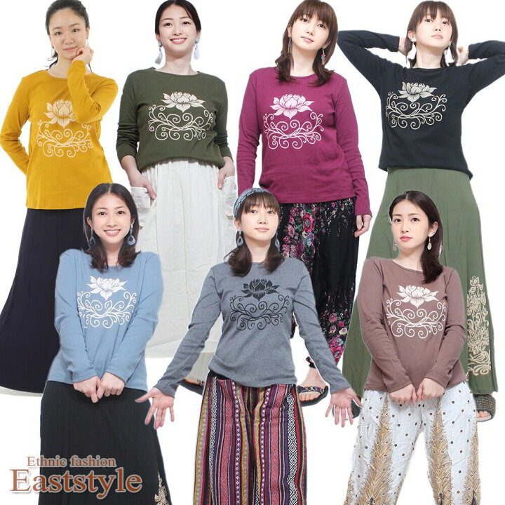楽天市場】ロータスプリント長袖Tシャツ レディース Mサイズ 