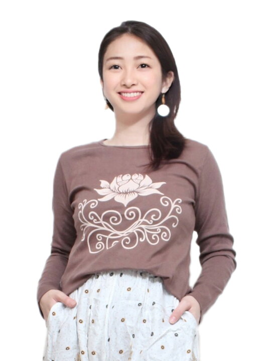 楽天市場】ロータスプリント長袖Tシャツ レディース Mサイズ 