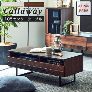 センターテーブルリビングテーブルローテーブルテーブル無垢木製国産105cmおしゃれモダン北欧ナチュラルヴィンテージ高級感シンプル長方形カフェ座卓机スチールリビング収納ブラウンホワイト高さ39引出しキャロウェイ