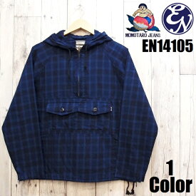 桃太郎ジーンズ 【EASY NAVY別注】インディゴチェックアノラックパーカー MOMOTARO JEANS EASY NAVY EN14105 限定 国産 日本製 岡山 児島 メンズ アメカジ あす楽 送料無料