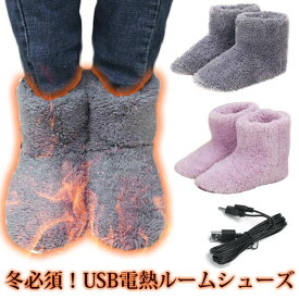 電熱ルームシューズ 電気スリッパ あったか メンズ usb給電 もこもこ 防寒ルームブーツ ヒータースリッパ 温かい 暖房 足温スリッパ 事務所 足冷え対策 電気スリッパ 両足用 男女兼用 フリーサイズ