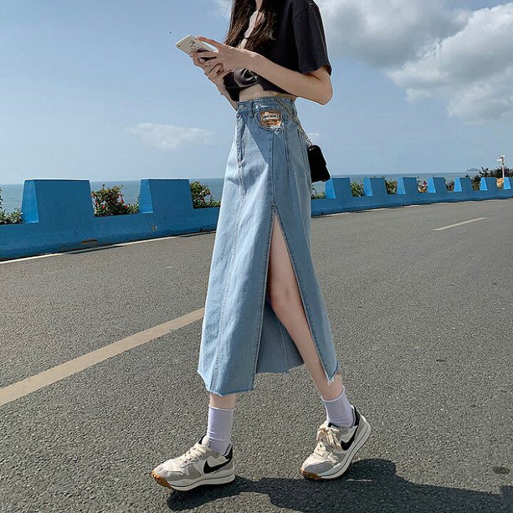 楽天市場】レディース デニムスカート ロングスカート デニム スカート 