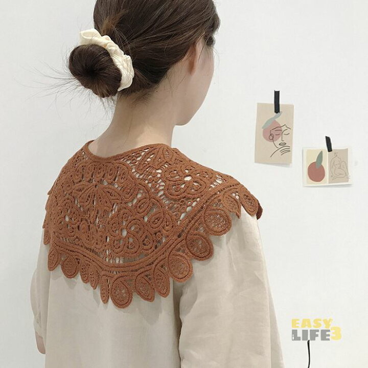 楽天市場】花柄レース 刺繍 付け襟 つけ襟 レディース 総レース レース 