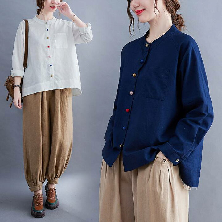 楽天市場】秋 リンネ 新作 M〜2XL ゆったり シャツ 長袖 人気 