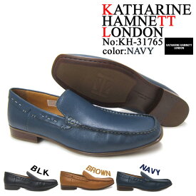 KATHARINE HAMNETT LONDON キャサリン ハムネット ロンドン 紳士靴 KH-31765 ネイビー モカシン スリップオン カジュアル パーティー ドライビングシューズ 送料無料