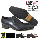 KATHARINE HAMNETT LONDON キャサリン ハムネット ロンドン 紳士靴 KH-3894 ブラック スクエアトゥ ストレートチップ 内羽根 ビジネス スーツ カジュアル 送料無料