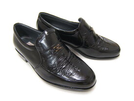 ロンリコ/RONRICO 紳士靴 RO-234 ブラック スリップオン Uチップトゥ シャーリング 送料無料 ポイント10倍