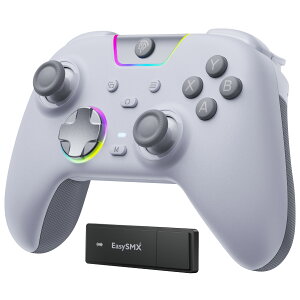 EasySMX PC �R���g���[���[ �����ڑ� 2.4G���V�o�[�t�� �y���{�^�� RGB���C�g 1000Hz �|�[�����O���[�g TURBO�A�� �U������ 1000mAh�o�b�e���[ PC/Steam Deck/Switch/Android/iOS�ɑΉ� �u���b�N X05PRO