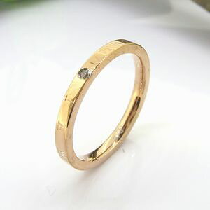 リング ステンレス キュービックジルコニア ピンクゴールド ジュエリー アクセサリー 7号 9号 11号 13号 15号 2mm幅 ローマ数字 指輪 レディース ギフト プレゼント