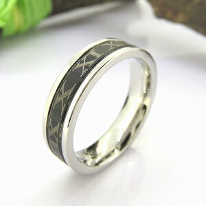 リング ステンレス ローマ数字 ブラック ジュエリー アクセサリー 7号 9号 11号 13号 15号 17号 19号 21号 5mm幅 指輪 レディース ギフト プレゼント