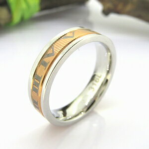 リング ステンレス ローマ数字 ピンクゴールド ジュエリー アクセサリー 7号 9号 11号 13号 15号 17号 19号 21号 5mm幅 指輪 レディース ギフト プレゼント