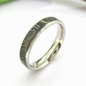 リング ステンレス ローマ数字 ブラック ジュエリー アクセサリー 4mm幅 7号 9号 11号 13号 15号 17号 19号 21号 指輪 レディース ギフト プレゼント