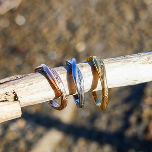 ハワイアン ジュエリー リング ステンレス クロス K14 イエローゴールド ピンクゴールド シルバー スクロール ペア アクセサリー 7号 9号 11号 13号 15号 17号 19号 21号 指輪 ring レディース メン