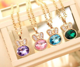 【送料無料】うさぎのネックレス グリーン ラビット ラインストーン 可愛い パーティ ラインストーン 女子 大人 おしゃれ レディース チョーカー シンプル パーティ ペンダント ジュエリー 人気 インスタ 綺麗 マストアイテム アクセサリー シルバー カジュアル プレゼント