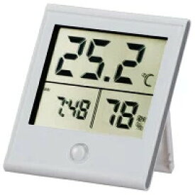 【メール便】オーム電機 TEM-210-W 時計付温湿度計 白【純正パッケージ品】