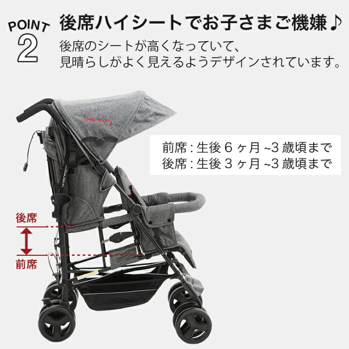 楽天市場】2人乗りベビーカー 日本育児 キンダーワゴン DUOシティ 