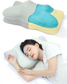 【二層構造 寝心地アップ＆しっかりサポート】 枕 首が痛くならない 低反発 安眠枕 低め 高め 選択可能 横向き寝 仰向け寝 快眠枕 通気性カバー付き 洗濯可 敬老の日/誕生日 プレゼント 60x34x13/9cm 9134