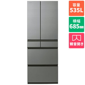 �y�W���ݒu�������z�y�����ۏؕt�z����(TOSHIBA) GR-A540WF-ZH �A�b�V���O���[�W�� FREEZA WF�V���[�Y 6�h�A�①�� �ω��J�� 535L ��685mm