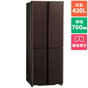 �y�W���ݒu�������z�y�����ۏؕt�z�A�N�A(AQUA) AQR-TZ42A-T �_�[�N�E�b�h�u���E�� TZ�V���[�Y 4�h�A�①�� �ω��J�� 420L ��700mm