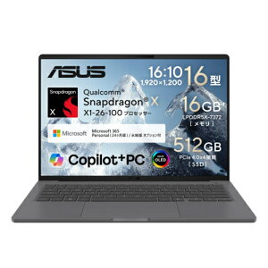 ASUS(�G�C�X�[�X) Zenbook SORA 16 UX3607QA-PU16570GRS 16�^ Win11Home Snapdragon X ������16GB SSD512GB Office�I�v�V�����t �A�C�X�����h�O���[