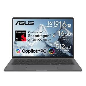 �y�����ۏؕt�zASUS �G�C�X�[�X Zenbook SORA 16 UX3607QA-PU16570GR 16�^ Win11Home Snapdragon X ������16GB SSD512GB �m�[�g�p�\�R�� �A�C�X�����h�O���[ UX3607QAPU16