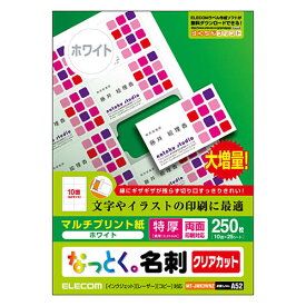 エレコム MT-JMK3WNZ なっとく名刺(ホワイト) マルチプリント 両面・特厚 A4 250枚