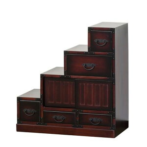クロシオ【完成品】民芸調 階段箪笥 左下がり 幅67cm和風 高級感 和風タンス チェスト【代引不可】【北海道・沖縄・離島配送不可商品】