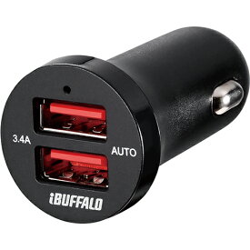 バッファロー BUFFALO BSMPS3402P2BK(ブラック) シガーソケット用USB急速充電器 3.4A 2ポートタイプ BSMPS3402P2BK