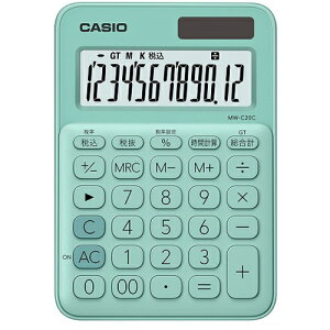 CASIO(カシオ) MW-C20C-GN ミントグリーン カラフル電卓 12桁