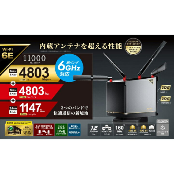 楽天市場】バッファロー BUFFALO WXR-11000XE12 Wi-Fi 6E対応ルーター 