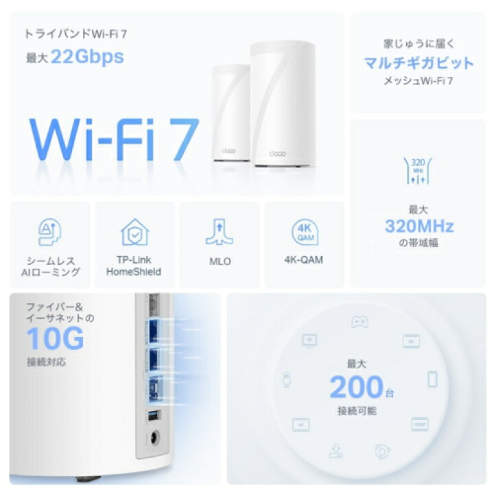 楽天市場】TP-Link ティーピーリンク Deco BE85 2P BE22000 Wi-Fi 7(be 