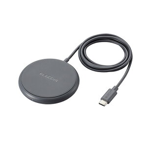 エレコム(ELECOM) W-QA25-DGY ダークグレー ワイヤレス充電器 Qi認証 5W 卓上 滑り止めパッド ケーブル一体