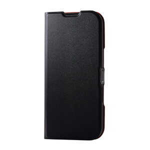 �G���R��(ELECOM) PM-A24APLFUBK �u���b�N iPhone16�p�P�[�X ���U�[ �蒠�^ �}�O�l�b�g �t���b�v �Ռ��z�� ���y�� ���^
