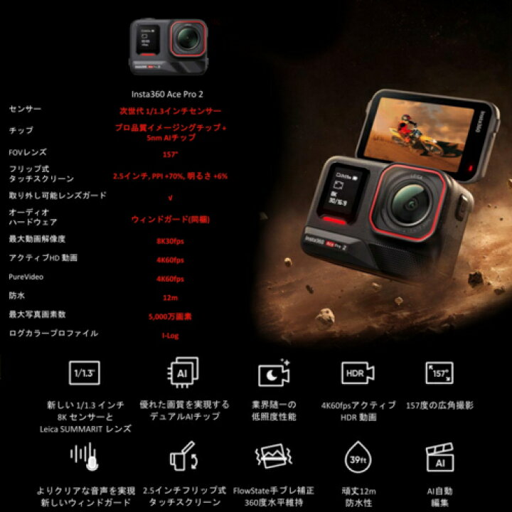 楽天市場】Insta360 Insta360 Ace Pro2 デュアルバッテリーキット 