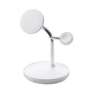 GR(ELECOM) W-MS07WH(zCg) CX[d 15Wo }Olbg [dX^h 3in1 MagSafeΉ iPhone/AirPods/Apple Watch