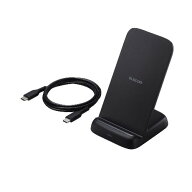 エレコム(ELECOM) W-QS11BK ブラック ワイヤレス充電器 Qi認証 充電スタンド 12W / 10W / 7.5W / 5W 高速…