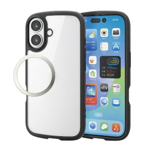 �G���R��(ELECOM) PM-A25ATSLFCBK �u���b�N iPhone17 �P�[�X �n�C�u���b�h �Ռ��z�� �y�� ���^ ���C�z���Ή����^���X�e�b�J�[�t TOUGH SLIM LITE