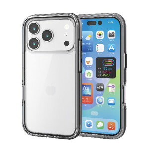 �G���R��(ELECOM) PM-A25CHVAIR2BK �u���b�N iPhone17 Pro �P�[�X �n�C�u���b�h �Ռ��z�� �y�� AirShock