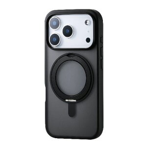 �G���R��(ELECOM) PM-A25CMAGSTBK �u���b�N iPhone17 Pro �P�[�X �n�C�u���b�h �Ռ��z�� MAGKEEP ���͋z�����C�����X�[�d�Ή� 360�x��]�X�^���h�t