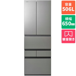 �y�W���ݒu�������z�y�����ۏؕt�z����(TOSHIBA) GR-A51YFV-ZH �A�b�V���O���[�W�� 6�h�A�①�� �ω��J�� 506L ��650mm