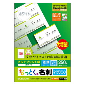 エレコム MT-JMN1WNZ なっとく名刺(ホワイト) マルチプリント 両面・標準 A4 250枚