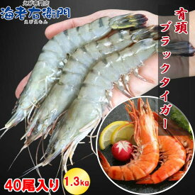 有頭 ブラックタイガー海老 40尾入り 1.3kg 活〆ブラックタイガー 有頭えび えび 海老 エビ BT 冷凍 大きい 大 有頭 高級 美味しい エビフライ 海鮮 焼き 具材 お取り寄せ 冷凍エビ 冷凍えび 有頭エビフライ 海老天 バーベキュー bbq 天ぷら ギフト 業務用