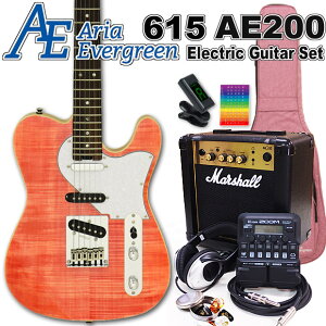 AriaProII 615 AE200 MP アリア・エヴァーグリーン エレキギター初心者 18点セット MarshallアンプとZOOM G1Four付属【エレキ ギター初心者】【エレクトリックギター】