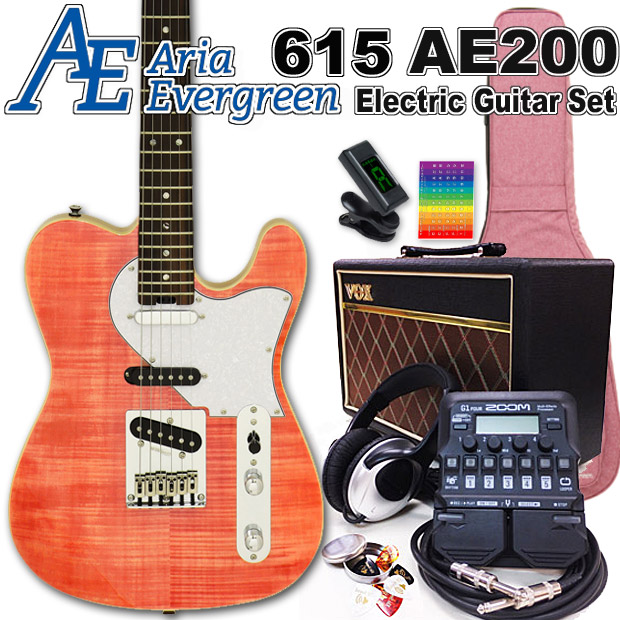 AriaProII 615 AE200 MP アリア・エヴァーグリーン エレキギター初心者 18点セット VOXアンプとZOOM G1Four付属