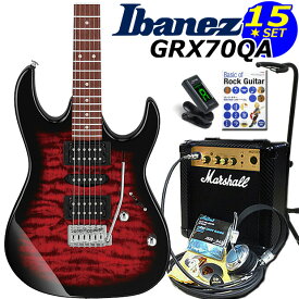 Gio Ibanez アイバニーズ GRX70QA TRB エレキギター 初心者セット 15点入門セット マーシャルアンプ付き 【エレキギター入門】