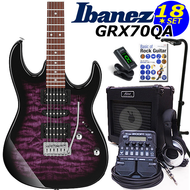 ●日本正規品●エレキギター初心者 アイバニーズ Ibanez GRX70QA TVT 入門セット18点