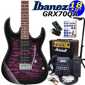 Gio Ibanez アイバニーズ GRX70QA TVT エレキギター初心者セット 18点 ZOOM G1XFourとMarshallアンプ付き【エレキギター入門】