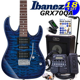 Gio Ibanez アイバニーズ GRX70QA TBB エレキギター初心者セット 18点 ZOOM G1XFour付き【エレキギター入門】