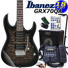 Gio Ibanez アイバニーズ GRX70QA TKS エレキギター初心者セット 18点 ZOOM G1XFour付き【エレキギター入門】